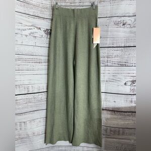 Rachel Paige Pants Womens Size XS Green knit Wide Leg pull on stretch Super soft